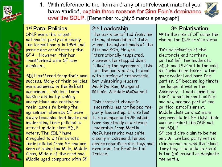 1. With reference to the Item and any other relevant material you have studied,