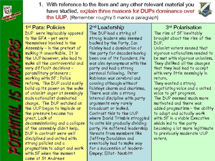 1. With reference to the Item and any other relevant material you have studied,