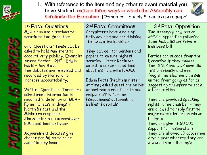 1. With reference to the Item and any other relevant material you have studied,