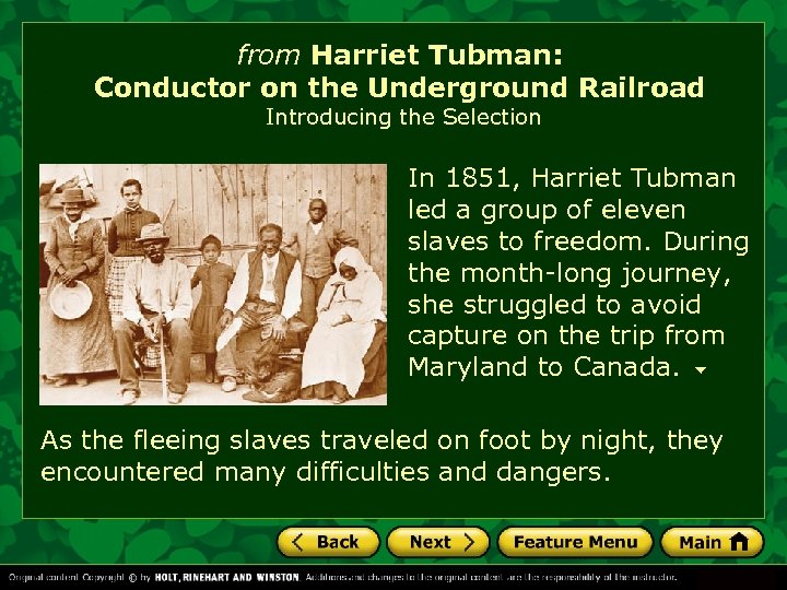 From Harriet Tubman Conductor On The Underground Railroad 8285