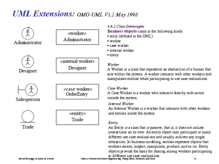 UML Extensions: OMG-UML V 1. 2 May 1998 4. 8. 2 Class Stereotypes Business