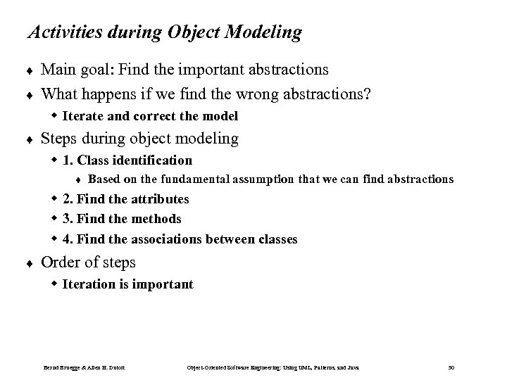Activities during Object Modeling ¨ ¨ Main goal: Find the important abstractions What happens