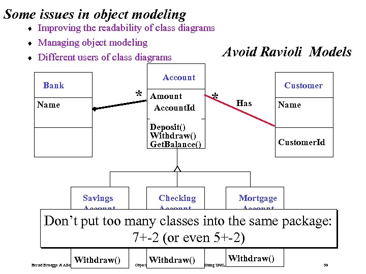 Some issues in object modeling ¨ ¨ ¨ Improving the readability of class diagrams