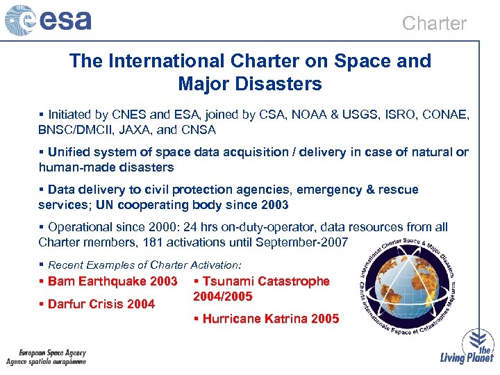 Charter The International Charter on Space and Major Disasters § Initiated by CNES and