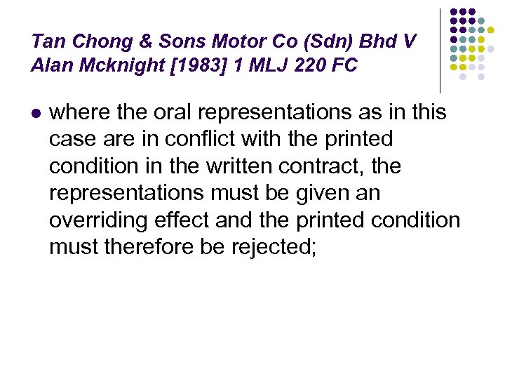 Tan Chong & Sons Motor Co (Sdn) Bhd V Alan Mcknight [1983] 1 MLJ