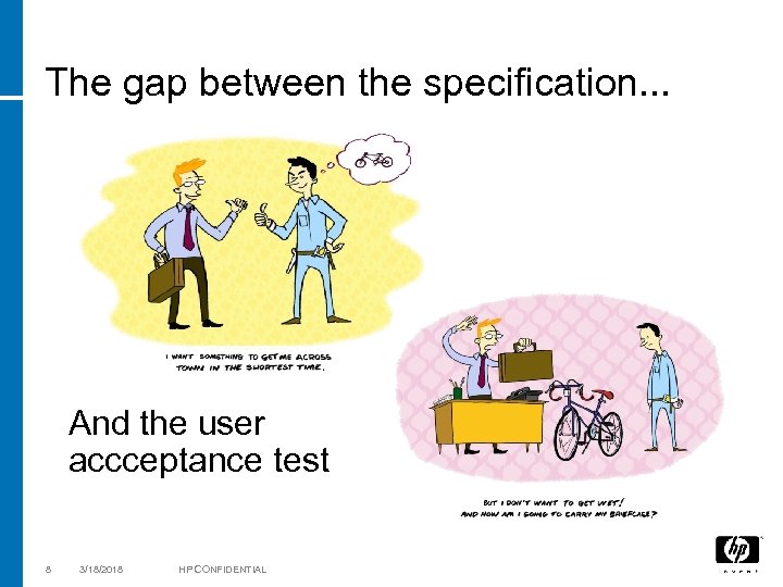 The gap between the specification. . . And the user accceptance test 8 3/18/2018