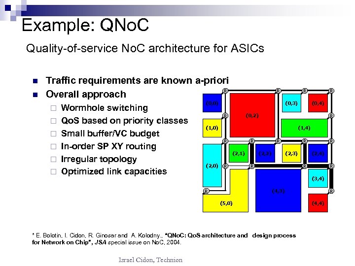 Example: QNo. C Quality-of-service No. C architecture for ASICs n n Traffic requirements are