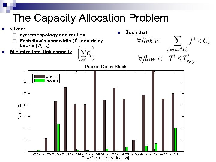 The Capacity Allocation Problem n n Given: ¨ system topology and routing ¨ Each