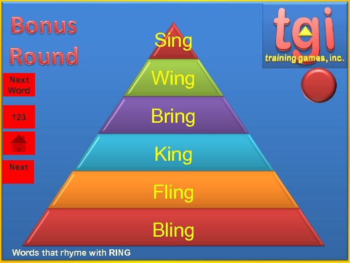 Sing Next Word 123 Next Wing Bring King Fling Bling Words that rhyme with