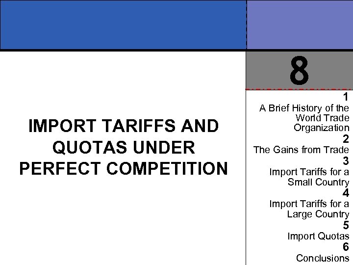 8 IMPORT TARIFFS AND QUOTAS UNDER PERFECT COMPETITION 1 A Brief History of the