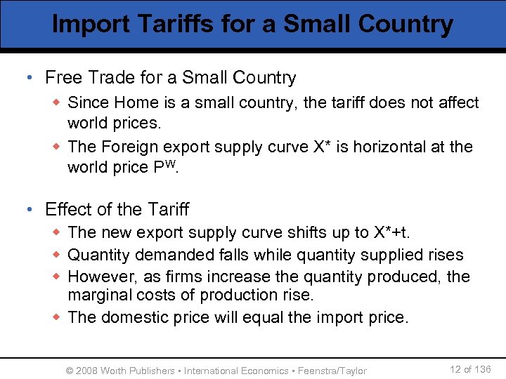Import Tariffs for a Small Country • Free Trade for a Small Country w