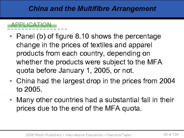 China and the Multifibre Arrangement APPLICATION • Panel (b) of figure 8. 10 shows