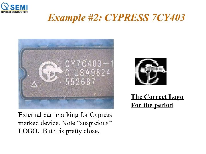 Example #2: CYPRESS 7 CY 403 The Correct Logo For the period External part