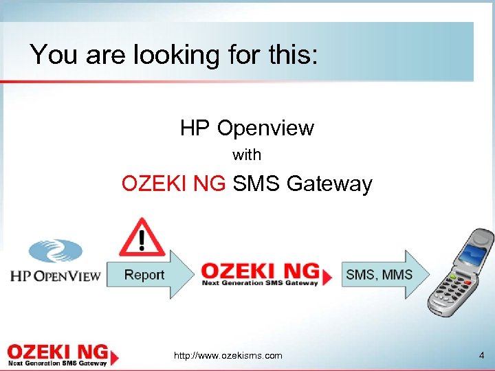You are looking for this: HP Openview with OZEKI NG SMS Gateway http: //www.