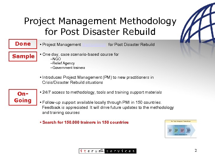 Project Management Methodology for Post Disaster Rebuild Done • Project Management Methodology for Post