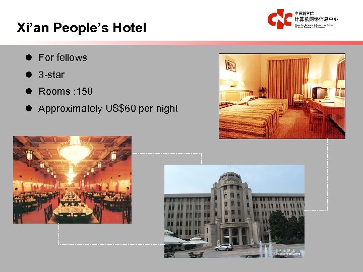 Xi’an People’s Hotel l For fellows l 3 -star l Rooms : 150 l