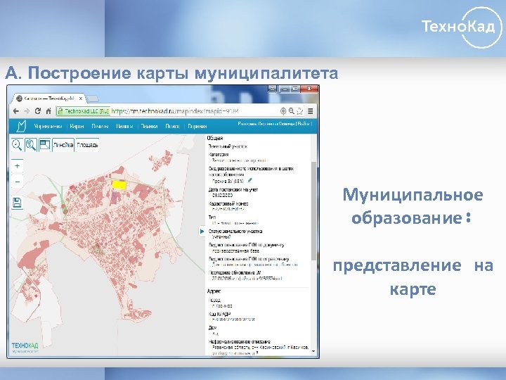 А. Построение карты муниципалитета Муниципальное образование: представление на карте ГКН 