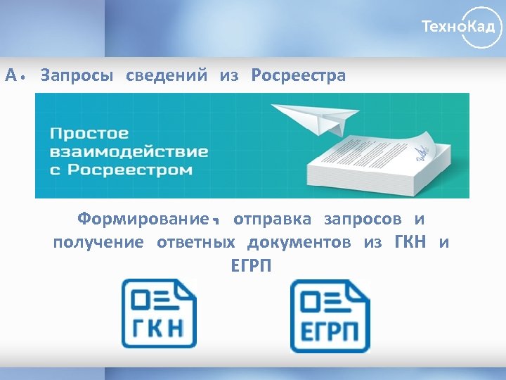 А. Запросы сведений из Росреестра Формирование, отправка запросов и получение ответных документов из ГКН