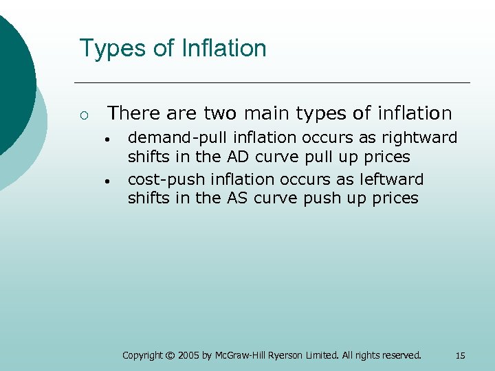 Types of Inflation ¡ There are two main types of inflation • • demand-pull