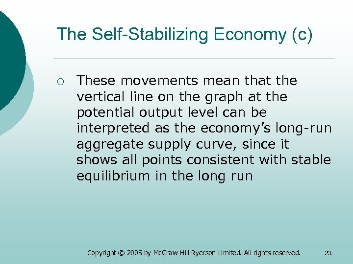The Self-Stabilizing Economy (c) ¡ These movements mean that the vertical line on the