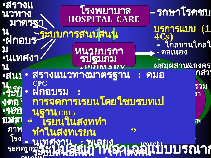  • สรางแ โรงพยาบาล รกษาโรคซบ นวทาง HOSPITAL CARE มาตรฐา บรการแบบ (1 A น ระบบการสนบสนน