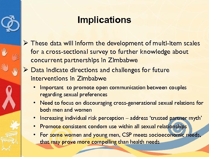 Implications Ø These data will inform the development of multi-item scales for a cross-sectional