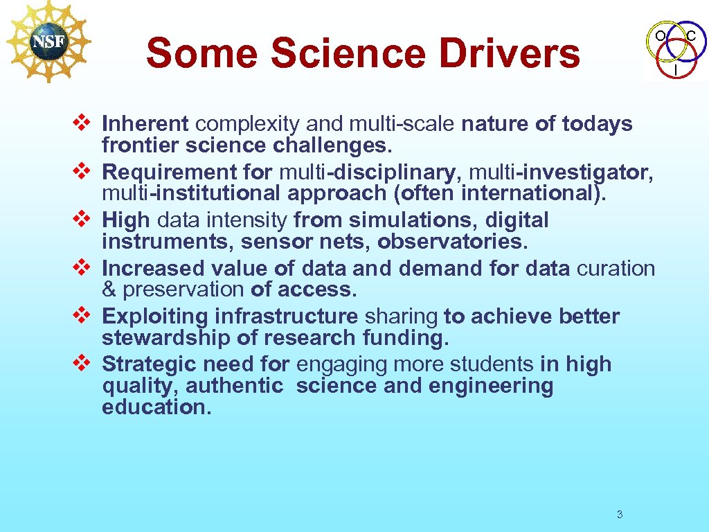 O Some Science Drivers I v Inherent complexity and multi-scale nature of todays v