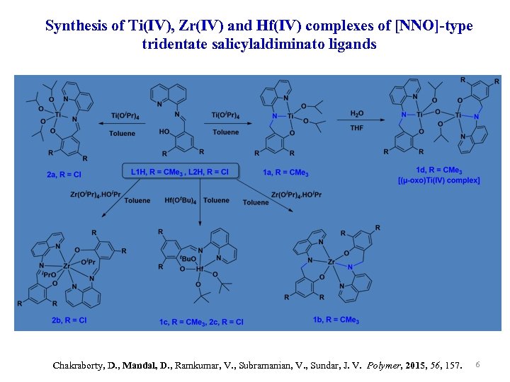 Synthesis of Ti(IV), Zr(IV) and Hf(IV) complexes of [NNO]-type tridentate salicylaldiminato ligands Chakraborty, D.