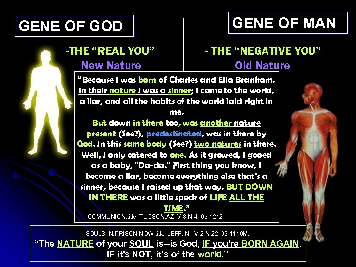 GENE OF MAN GENE OF GOD -THE “REAL YOU” New Nature - THE “NEGATIVE