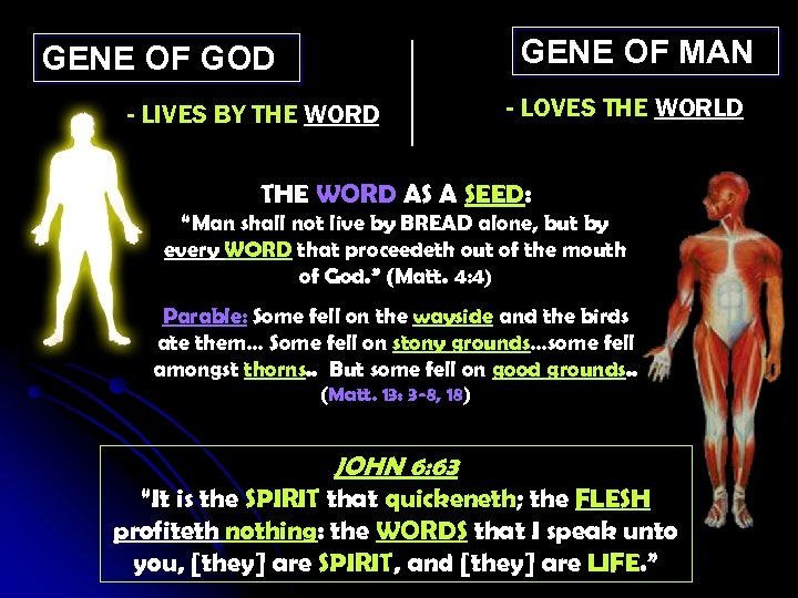 GENE OF MAN GENE OF GOD - LIVES BY THE WORD - LOVES THE