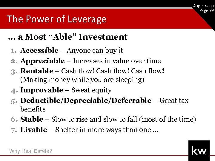 The Power of Leverage 22 Appears on Page 99 … a Most “Able” Investment