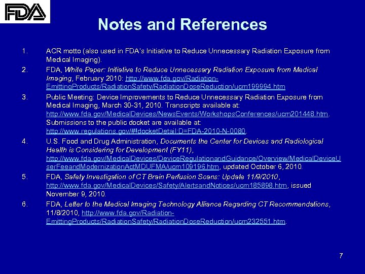 Notes and References 1. 2. 3. 4. 5. 6. ACR motto (also used in