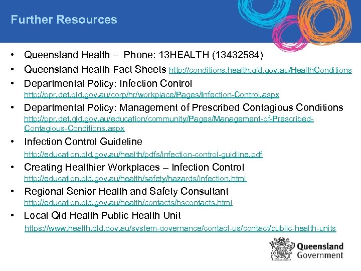 Further Resources • Queensland Health – Phone: 13 HEALTH (13432584) • Queensland Health Fact