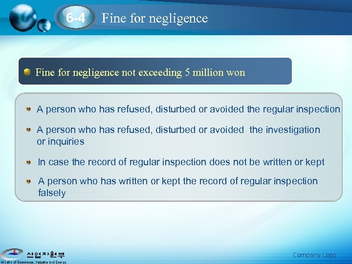 6 -4 Fine for negligence not exceeding 5 million won A person who has