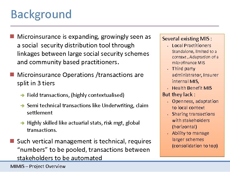 Background Microinsurance is expanding, growingly seen as a social security distribution tool through linkages