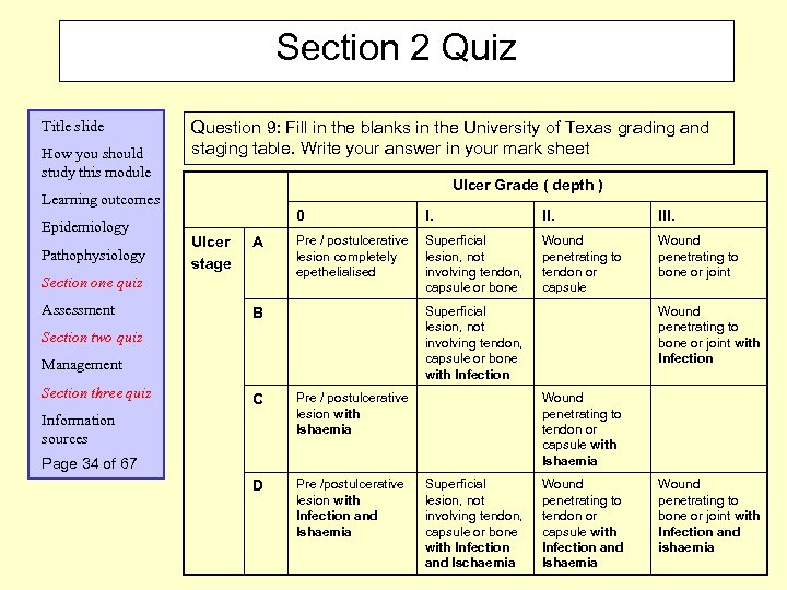 Section 2 Quiz Title slide How you should study this module Question 9: Fill