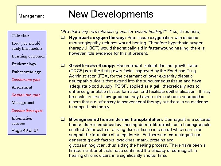 Management Title slide How you should study this module Learning outcomes Epidemiology Pathophysiology Section