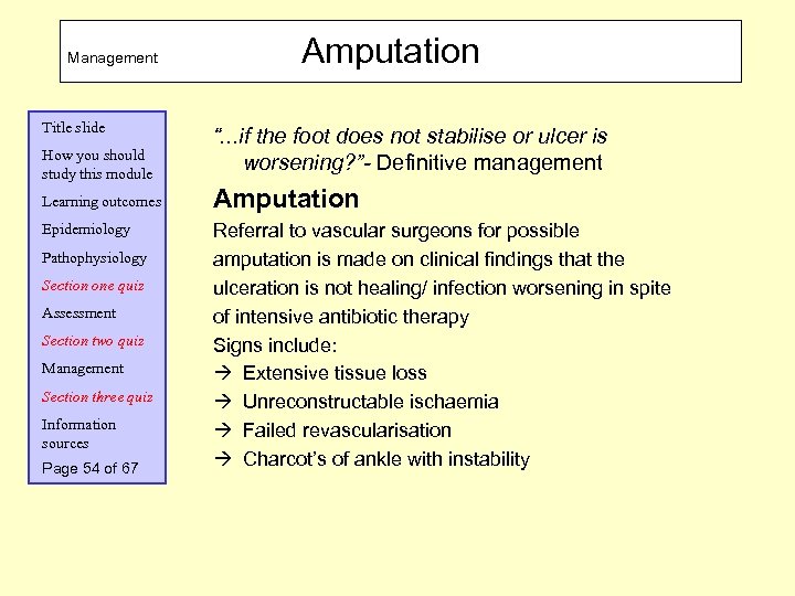 Management Title slide Amputation How you should study this module “. . . if