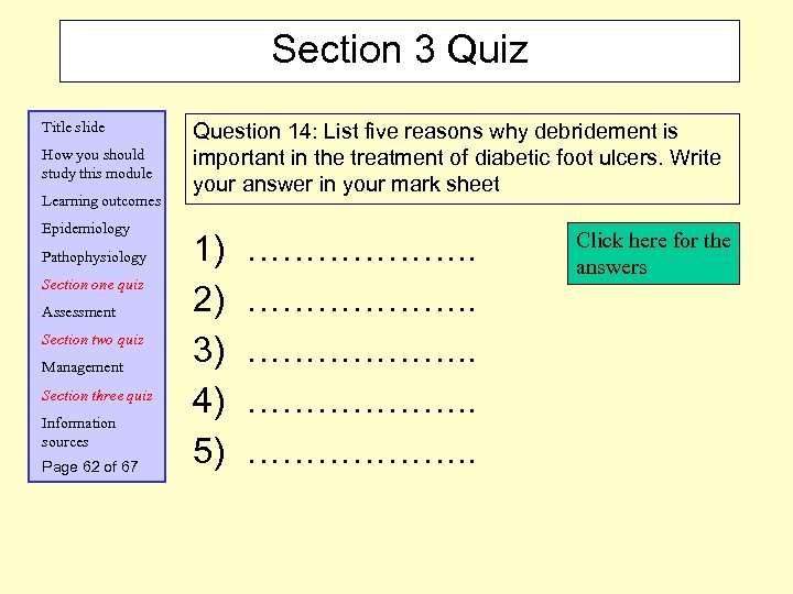 Section 3 Quiz Title slide How you should study this module Learning outcomes Epidemiology