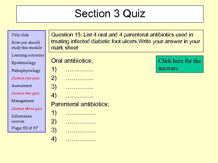 Section 3 Quiz Title slide How you should study this module Learning outcomes Epidemiology