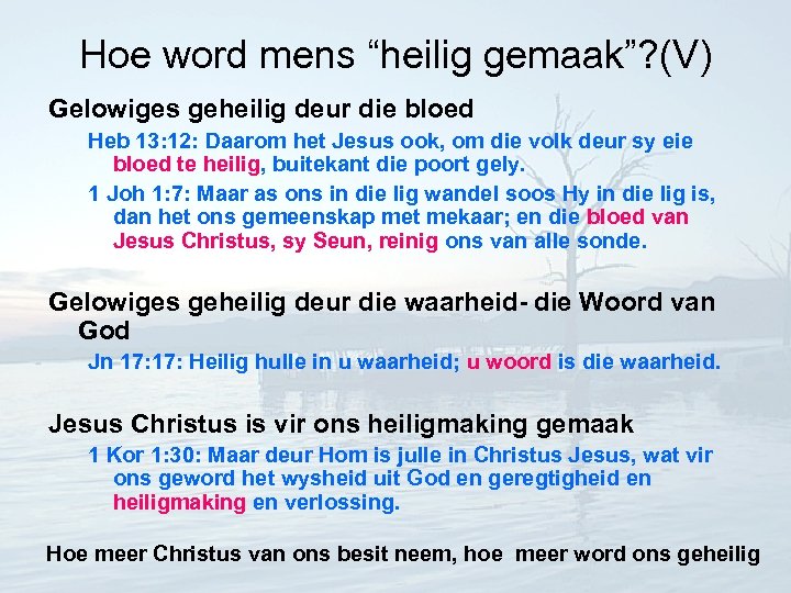 Hoe word mens “heilig gemaak”? (V) Gelowiges geheilig deur die bloed Heb 13: 12: