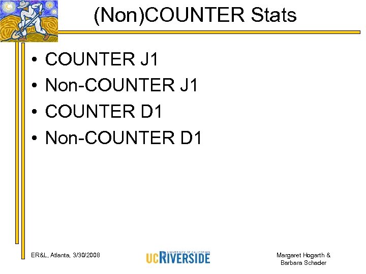 (Non)COUNTER Stats • • COUNTER J 1 Non-COUNTER J 1 COUNTER D 1 Non-COUNTER