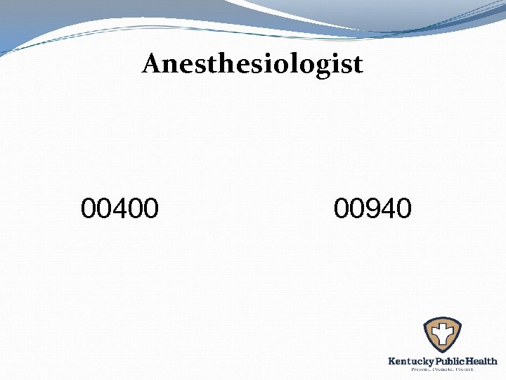 Anesthesiologist 00400 00940 