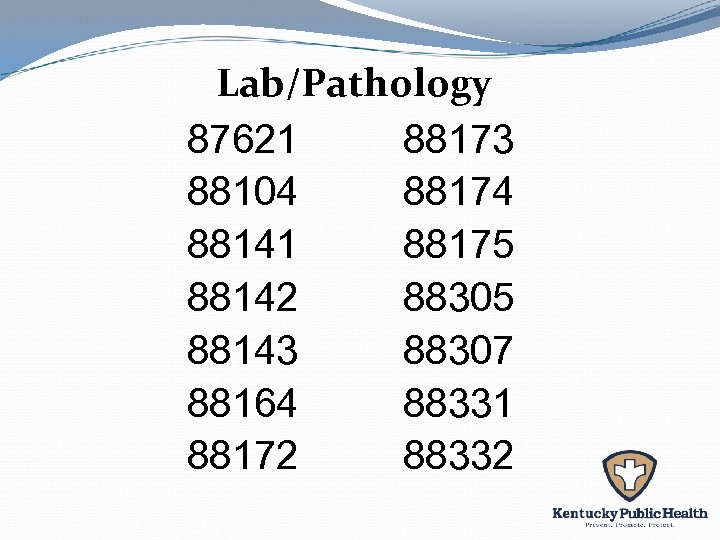 Lab/Pathology 87621 88173 88104 88174 88141 88175 88142 88305 88143 88307 88164 88331 88172