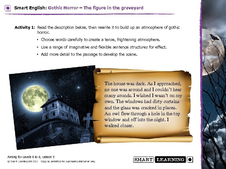 Smart English: Gothic Horror – The figure in the graveyard Activity 1: Read the