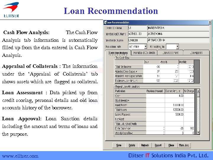 Loan Recommendation Cash Flow Analysis: The Cash Flow Analysis tab information is automatically filled