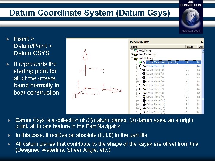 Datum Coordinate System (Datum Csys) Insert > Datum/Point > Datum CSYS It represents the