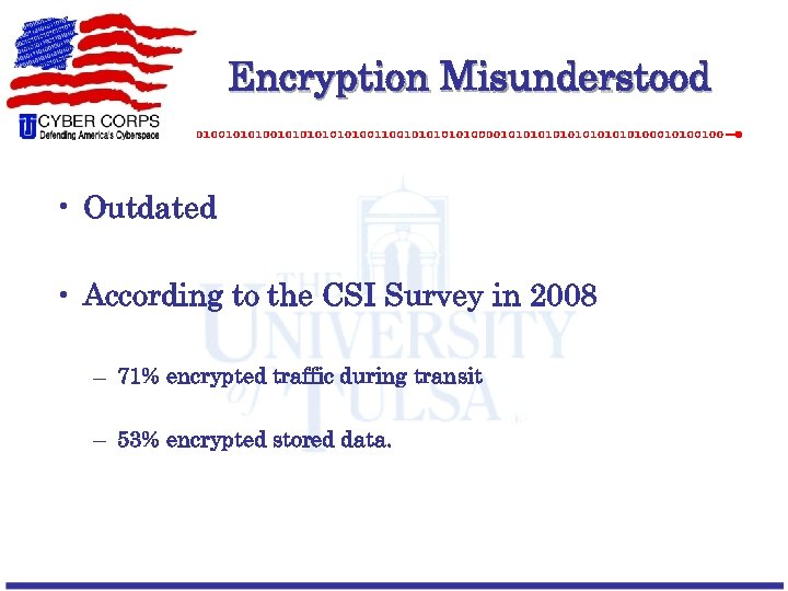 Encryption Misunderstood • Outdated • According to the CSI Survey in 2008 – 71%