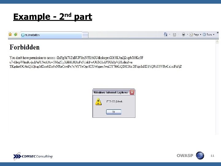 Example - 2 nd part OWASP 11 