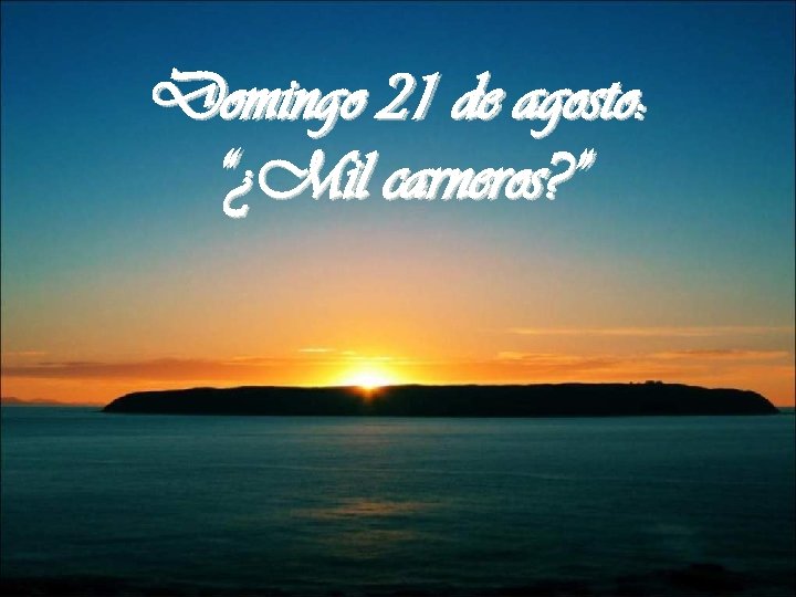 Domingo 21 de agosto: “¿Mil carneros? ” 